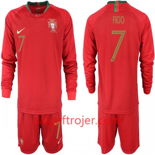 Portugal Fodboldtrøjer FIGO 7 Børn Hjemmebanesæt VM 2018 Langærmet Portugal Fodboldtrøjer FIGO 7 Børn Hjemmebanesæt VM 2018 Langærmet